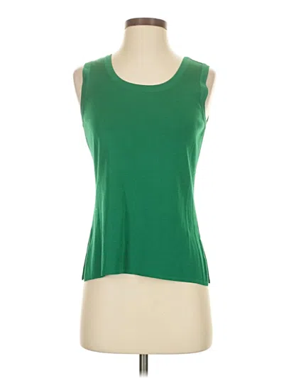 Pre-owned Misook Sleeveless Top Green Scoop Neck Tops