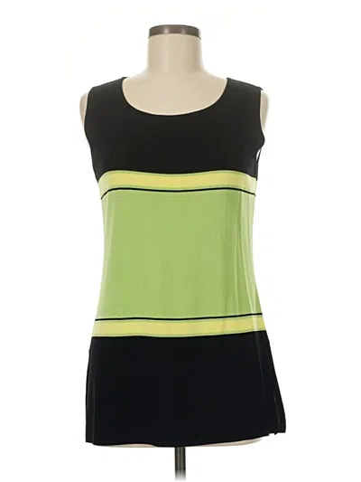 Pre-owned Misook Sleeveless Top Green Scoop Neck Tops