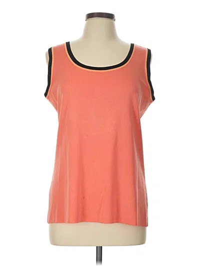 Pre-owned Misook Sleeveless Top Orange Solid Pattern Scoop Neck Tops