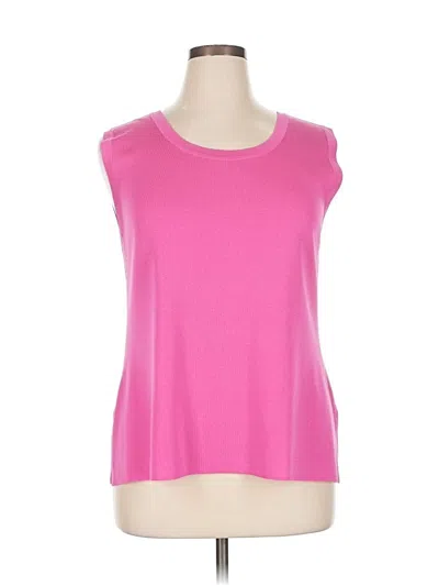 Pre-owned Misook Sleeveless Top Pink Scoop Neck Tops