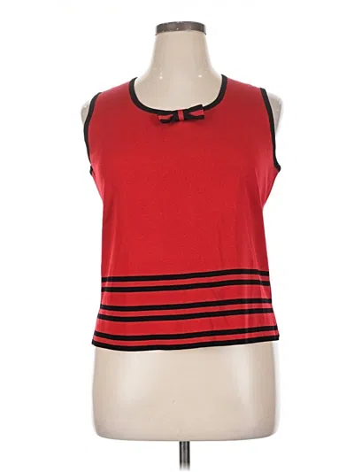 Pre-owned Misook Sleeveless Top Red Scoop Neck Tops
