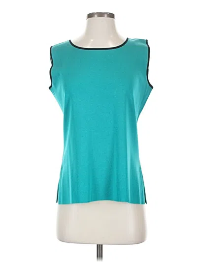 Pre-owned Misook Sleeveless Top Teal Scoop Neck Tops In Blue