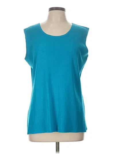 Pre-owned Misook Sleeveless Top Teal Scoop Neck Tops In Blue
