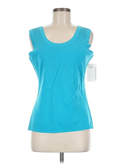 Pre-owned Misook Sleeveless Top Teal Scoop Neck Tops In Blue