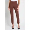 Misook Slim Leg Knit Pants In Brown