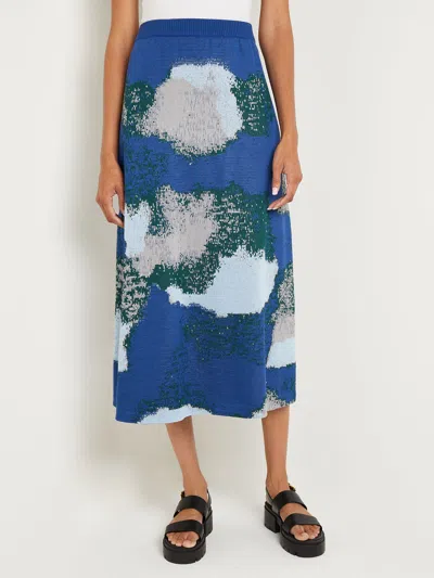 Misook Soft Jacquard Knit Midi Skirt In Blue