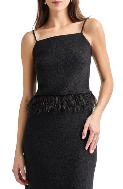 MISOOK MISOOK SPARKLE FEATHER TRIM CAMISOLE