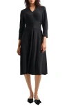 Misook Modern Fit-and-flare Sparkle Stretch Woven Midi Dress In Black