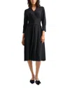 Misook Modern Fit-and-flare Sparkle Stretch Woven Midi Dress In Black