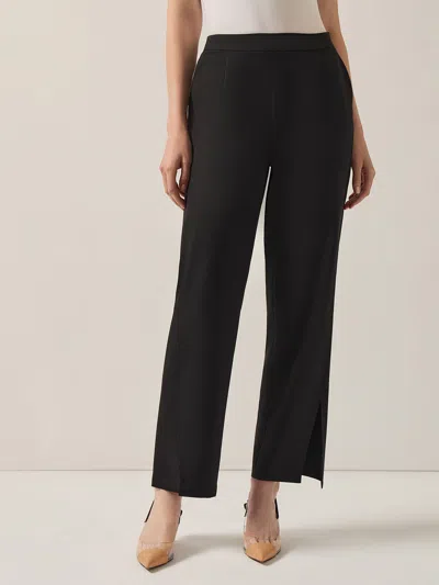 Misook Split Hem Straight Leg Woven Pants In Black
