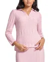 Misook Heritage Fit Raised Geometric Jacquard Sweater In Soft Blush