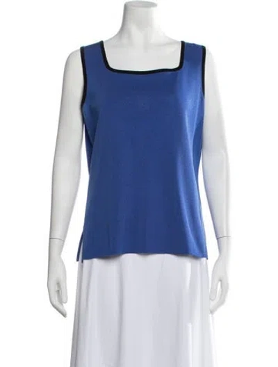 Pre-owned Misook Square Neckline Sleeveless Top In Blue