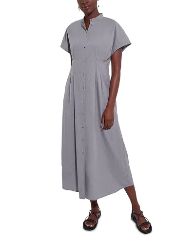 MISOOK STAND COLLAR BUTTON FRONT MIDI DRESS