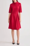 Misook Pleated Stretch Ponte Dress In Red