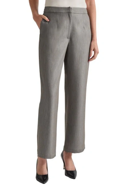 Misook Stretch Woven Wide Leg Pants In Gray