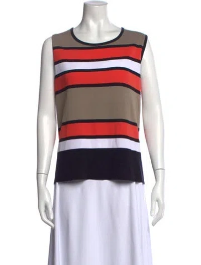 Pre-owned Misook Striped Crew Neck Sweater In Multicolor