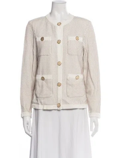 Pre-owned Misook Striped Jacket In Neutrals
