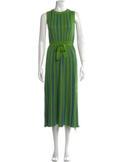 Pre-owned Misook Striped Long Dress W/ Tags In Green
