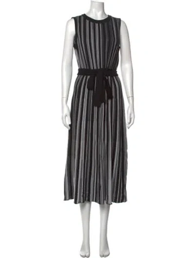 Pre-owned Misook Striped Midi Length Dress In Black