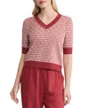 Misook Striped Ribbed Hem Top In Multi
