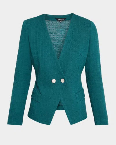 Misook Tailored Double-breasted Knit Jacket In Green