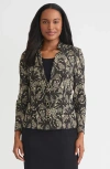 Misook Tailored Floral Lurex Knit Jacket In Black