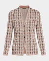 Misook Tailored Houndstooth Tweed Knit Jacket In Charmeuse/