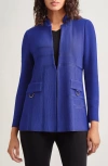 Misook Inverted Notch Collar Tailored Knit Jacket In Starry Night Blue