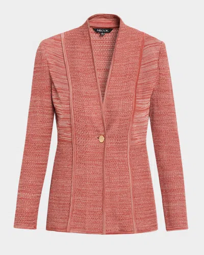 Misook Tailored Mélange Knit Jacket In Russet Biscotti
