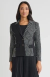 Misook Tailored Mixed Media Tweed Knit Blazer In Multi
