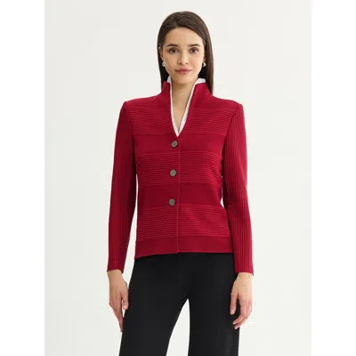 Misook Tailored Ottoman Stitch Knit Jacket In Red