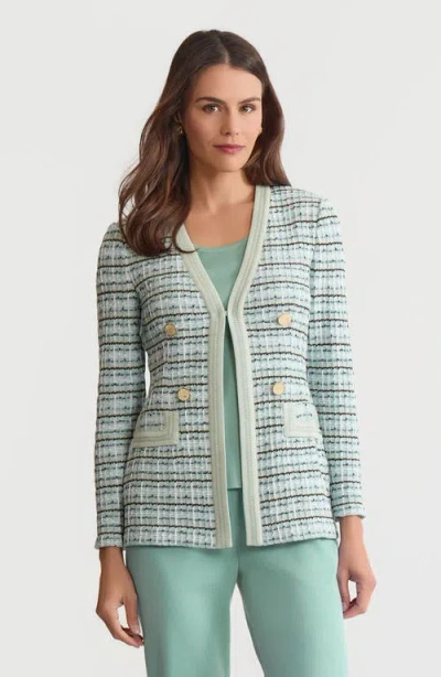Misook Tailored Plaid Textured Knit Jacket In Multi