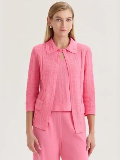 Misook Tailored Tonal Pointelle Knit Jacket In Pink