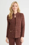 Misook Tailored Tonal Ribbon Knit Jacket In Brown