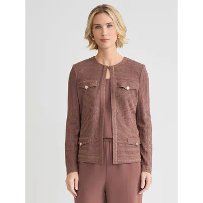 Misook Tailored Tonal Striped Knit Jacket In Pink