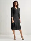Misook Textural Stripe Midi Sweater Dress In Black