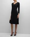 Misook Textural Stripe Midi Sweater Dress In Black