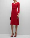 Misook Textural Stripe Midi Sweater Dress In Rouge