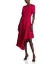Misook Fit & Flare Tonal Textured Asymmetrical Knit Dress - Modern Fit In Pink Flash