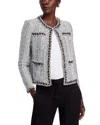 Misook Textured Knit Jacket In White/black