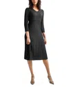 Misook Textural Stripe Midi Sweater Dress In Black
