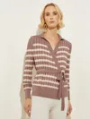 Misook Tie-waist Striped Soft Knit Tunic In Multi