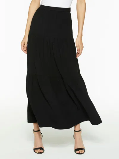 Misook Tiered Light Flounce Maxi Skirt In Black