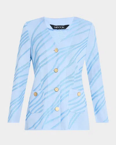 Misook Tonal Abstract Knit Heritage Fit Jacket In Arctic