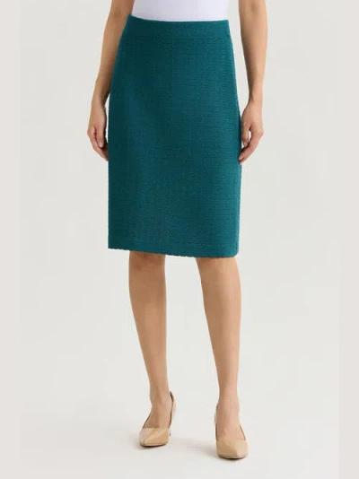 Misook Tonal Grid Straight Knit Skirt In Green