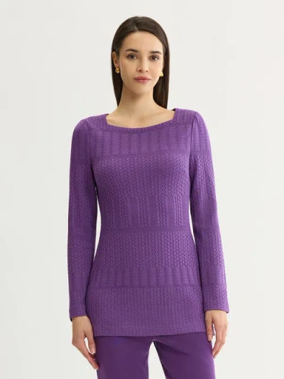 Misook Tonal Multi Stitch Soft Knit Tunic In Purple