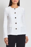 Misook Tonal Plaid Knit Jacket In White