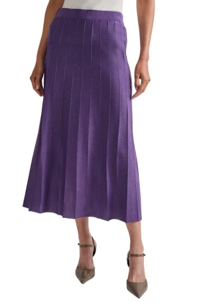 Misook Tonal Space Rib Knit A-line Skirt In Plum Royale