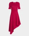 Misook Fit & Flare Tonal Textured Asymmetrical Knit Dress - Modern Fit In Pink Flash