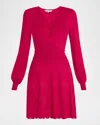 Misook Tonal Textured Fit-&-flare Knit Mini Dress - Modern Fit In Pink Flash